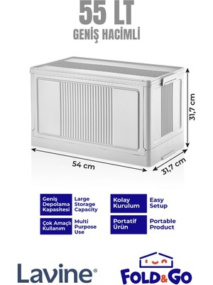 Fold&go Tekli Portatif Organizer Kapaklı Kasa ”beyaz” Çok Amaçlı Katlanır Istiflenebilir