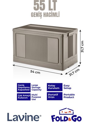 Fold&go Tekli Portatif Organizer Kapaklı Kasa ”toprak” Çok Amaçlı Katlanır Istiflenebilir