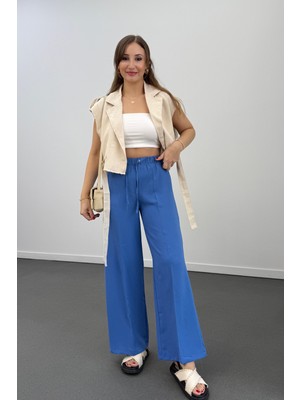 Tatumi Mavi Beli Lastikli Palazzo Pantolon