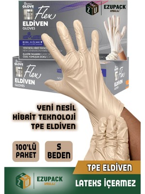 Ezupack S Beden TPE Eldiven 100'lü Gıda Muayene İçin Pudrasız Medikal Temizlik Eldiveni