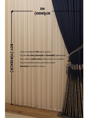 Pilesiz Düz Dikiş Altın Çizgili Model Tül Perde, Altın Gold Ütü Istemeyen Tül Perde