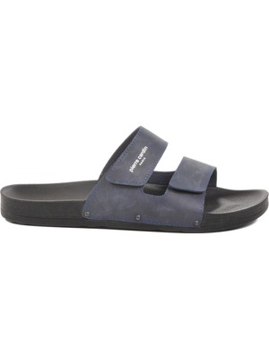 Lacivert Cırtlı Büyük Numara Erkek Terlik PC-7039 M