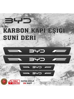 Byd Uyumlu Deri Karbon Kapı Eşiği Koruyucu Bant 4 Adet
