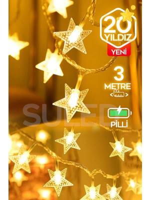 3 Metre Yıldızlı Pilli Dekoratif LED Işık, Parti ve Süsleme Için Parlak Atmosfer