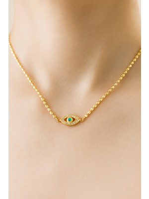 Minimal Nazar Boncuklu Çelik Kolye