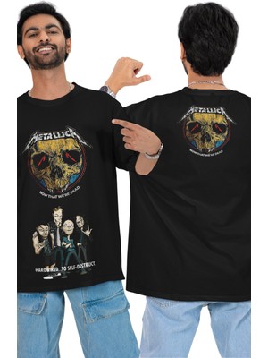 Unisex Now That We're Dead Ense Baskılı Tişört, Oversize Metallica Temalı Bisiklet Yaka T-Shirt
