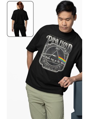 Unisex Pink Floyd 1973 Yazılı Tişört, Oversize Rock Band Temalı Bisiklet Yaka T-Shirt