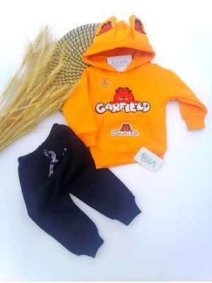 Garfield Kapüşonlu Turuncu Bebek Takım