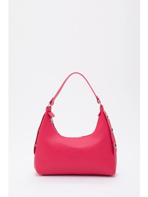 Fuşya SHK82 Baget Model Tek Bölmeli Kadın Suni Deri Kol ve Omuz Çantası