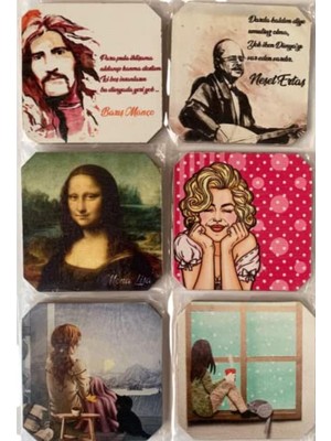 1 Adet Baskılı Bardak Altlığı Ahşap Desenli Çok Renkli Fonksiyonel Şans Butiği Özel Tasarımlar Kahve/fincan/likör Bardağı Altı