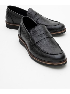 Hakiki Deri, Erkek Bağcıksız Loafer Iç Dış Deri Ayakkabı