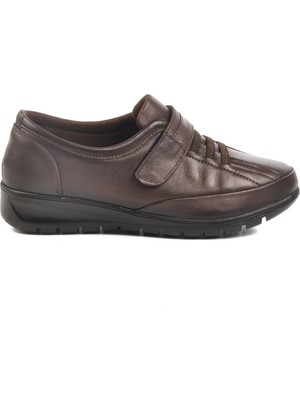 Kahve Hakiki Deri Anatomik Kadın Casual Ayakkabı 7679-26K Z