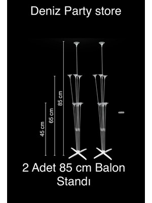 2 Adet 85 cm Büyük Boy 7 Çubuklu Balon Standı