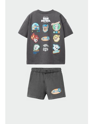 Erkek Çocuk Pamuklu Baskılı Tshirt ve Şort Alt Üst Takım