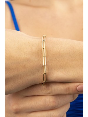 Fiyonk Kuyumculuk 14 Ayar Altın İnce Ataç Bileklik 3.55 mm