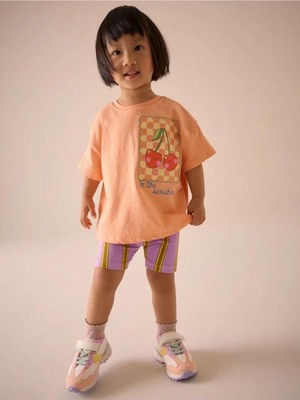 Kız Çocuk Baskılı Pamuklu Şortlu Altüst Takım