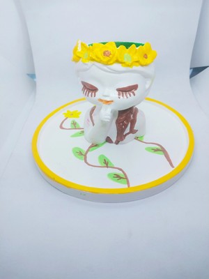 Dekoratif Tabak Duvar Tabagı Vazo Altlık Saksı El Yapımı El Boyaması Suya Dayanııklı Vernikli Şamdanlık