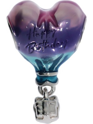 Kadın Doğum Günü Balonu Temalı Gümüş Charm