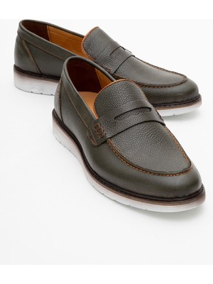 Hakiki Deri, Erkek Bağcıksız Loafer Iç Dış Deri Ayakkabı