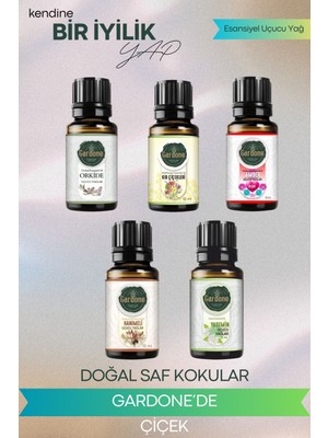 Gardone 5'li Set Esansiyel Uçucu Yağ Yasemin Orkide Amber Hanımeli Kır Çiçekleri