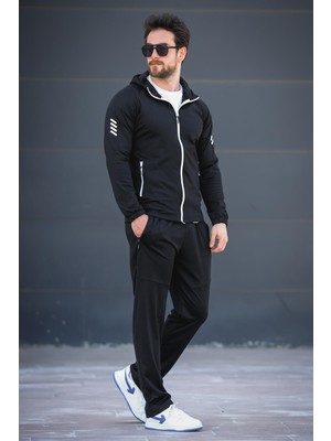 Remi Slim Fit Dalgıç Kumaş Kapüşonlu Fermuarlı Erkek Eşofman Takımı