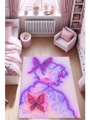 The Reef Design Iblis Avcıları Karakterli Halısı Dijital Baskılı Pamuk Dokuma Kaymaz Tabanlı Yıkanabilir Antialerjik Yazlık Halısı Genç Odası Halısı