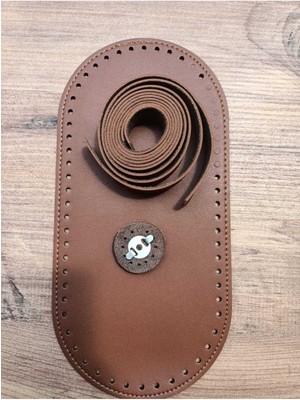 Suni Deri Kahve-Taba Örgü Kağıtip Oval Zara Modeli Çanta Seti Malzemeler(Çanta Tabanı Askısı Kilidi)
