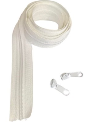 10 Metre Beyaz Fermuar ve 20 Adet Beyaz Fermuar Başlığı