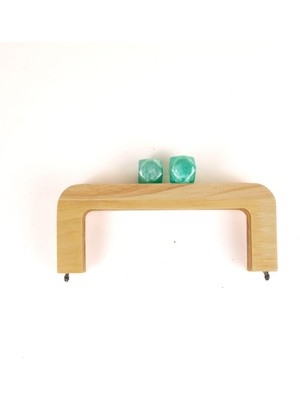 20 cm Ahşap Burs Su Yeşili Akrilik Boncuk Başlıklı Çanta Bursu Natural Renk