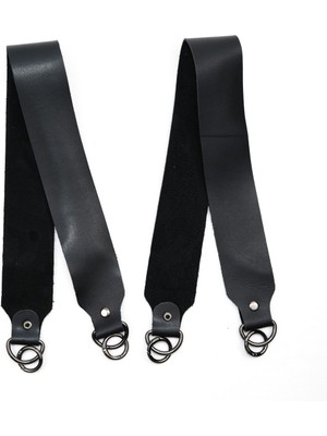 Siyah Deri Çanta Sapı Çifti