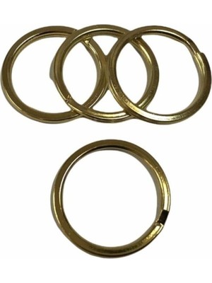 Anahtarlık Halkası Yassı 5 Adet Deri El Aleti Altın Sarı - 2,4 cm