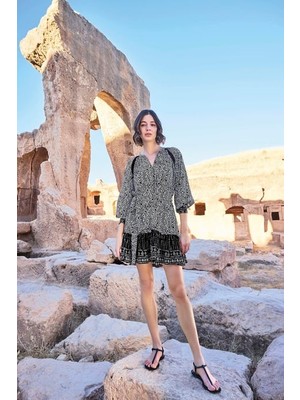 Monamise Etnik Desenli Elbise