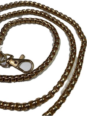 Küp Çanta Zinciri - Gold Rengi Çanta Omuz Askısı - Gold Rengi El Örgü Çanta Askısı - Gold Rengi