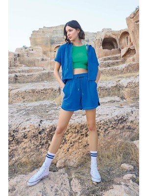 Monamise Kapüşonlu 3'lü Crop Alt Üst Takım