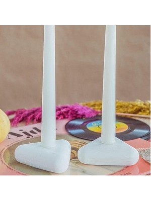 El Yapımı Üçgen Şeklinde Beton Mum Şamdan Seti - 2 Adet