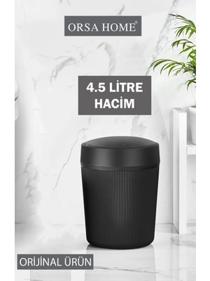 4.5 Lt Siyah Çizgi Desenli Çok Amaçlı Çöp Kovası