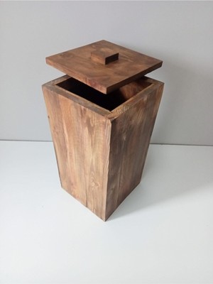 Ahşap Dekoratif Çöp Kovası, Balkon ve Bahçe Için Şık Tasarım