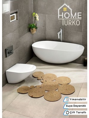 Haki Jüt ve Hasır Paspas, Çok Yönlü, Banyo ve Klozet Önü Kullanımı