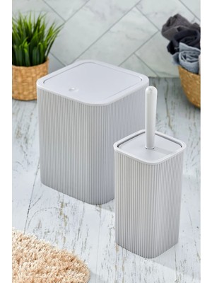2'li Çöp Kovası ve Tuvalet Fırçası Seti, 5 Litre, Modern Tasarım