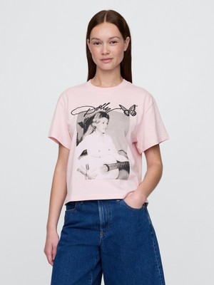 Gap Kadın Pembe Dolly Parton Relaxed Grafik T-Shirt