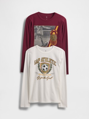 Gap Erkek Çocuk Bordo Grafik T-Shirt (2’li)