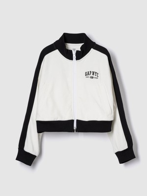 Gap Kız Çocuk Beyaz Nyc Vintage Soft Logo Koşu Ceket