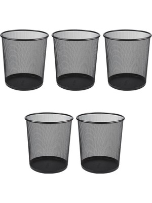 Küçük Ofis Çöp Kovası Seti, Metal ve Şık Tasarım, 5 Adet Siyah Renkli Ürün