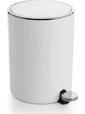 Beyaz Pedallı Çöp Kovası 5 Litre, Şık ve Pratik Tasarım