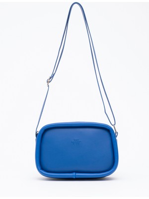 Saks Mavi Shk62 Tek Bölmeli Suni Deri Ayarlanabilir Askılı Fermuarlı Çapraz Omuz Çantası