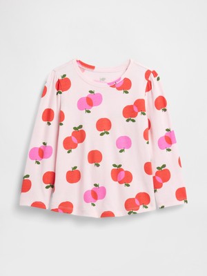 Gap Kız Bebek Pembe Puff Sleeve Bisiklet Yaka T-Shirt