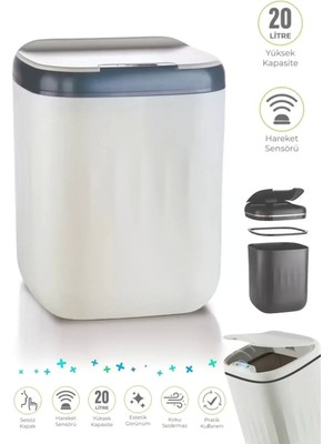 Gri Akıllı Çöp Kovası, Modern ve Şık Tasarım With Kolay Kullanım
