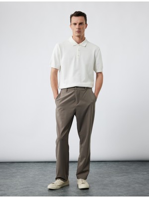 Slim Fit Cep Detaylı Düğmeli Esnek Kumaş Pantolon