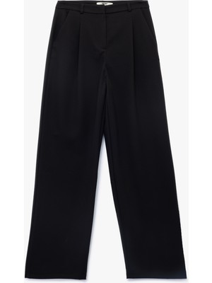 Cepli Pile Detaylı Yüksek Bel Palazzo Pantolon