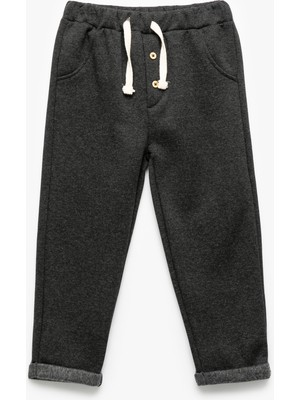 Şardonlu Duble Paça Düğmeli Bağcıklı Eşofman Altı